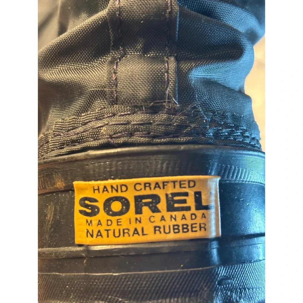 Sorel Snowlion Black Winter Boots Made in Canada Rubber Nylon Womens 5